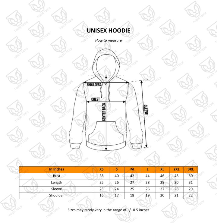 Unisex Hoodie Size Guide