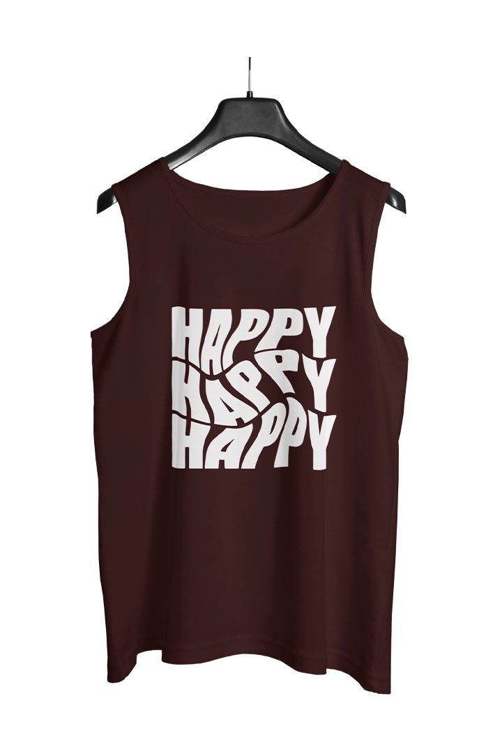 Happy Text sleeveless tshirt